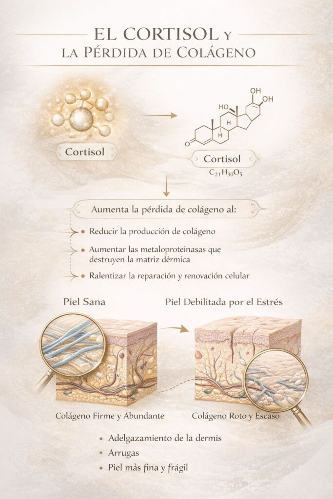 el cortisol y la pérdida de colágeno