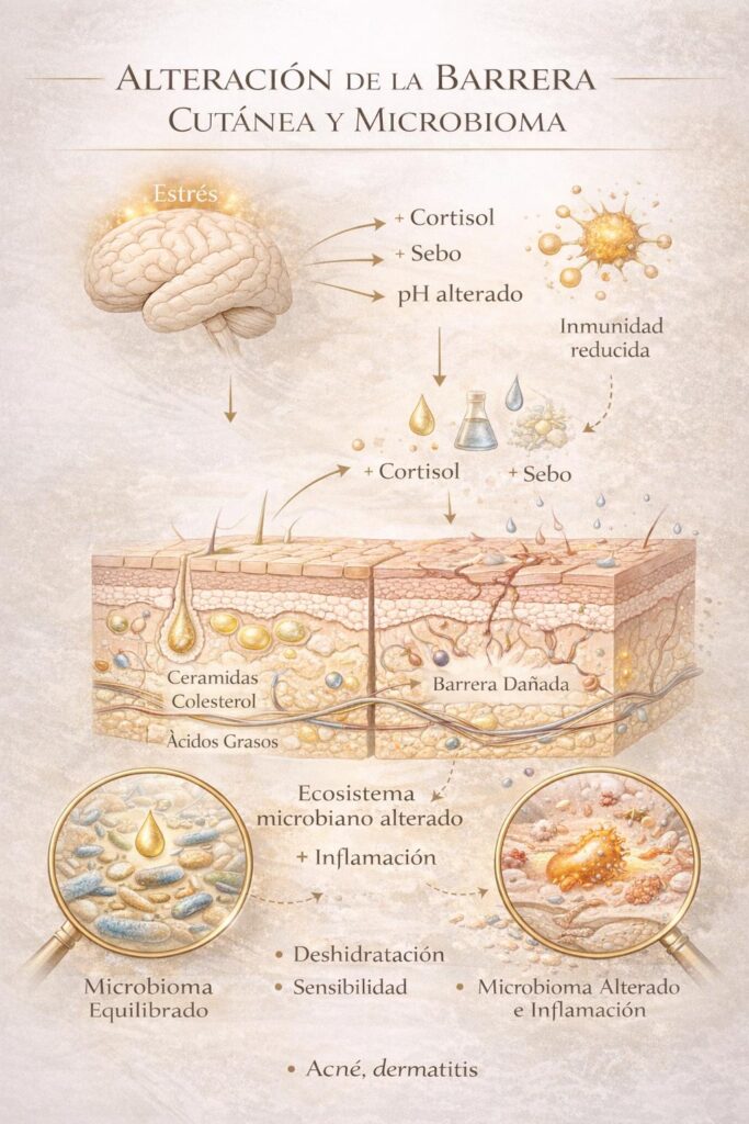 alteración de la barrera cutánea y microbiota
