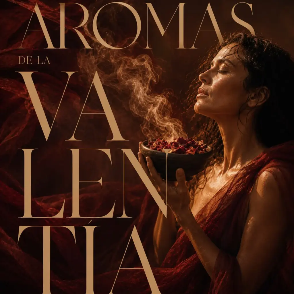 Mujer percibiendo aromas en un ritual relacionado con valentía y emociones