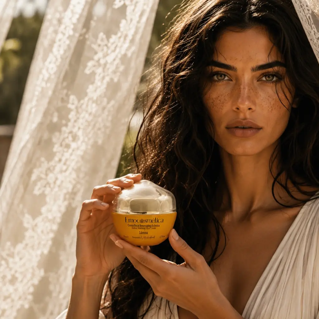 Mujer con Lúmina Reversaging Holística de Emocosmética para el cuidado de la piel madura