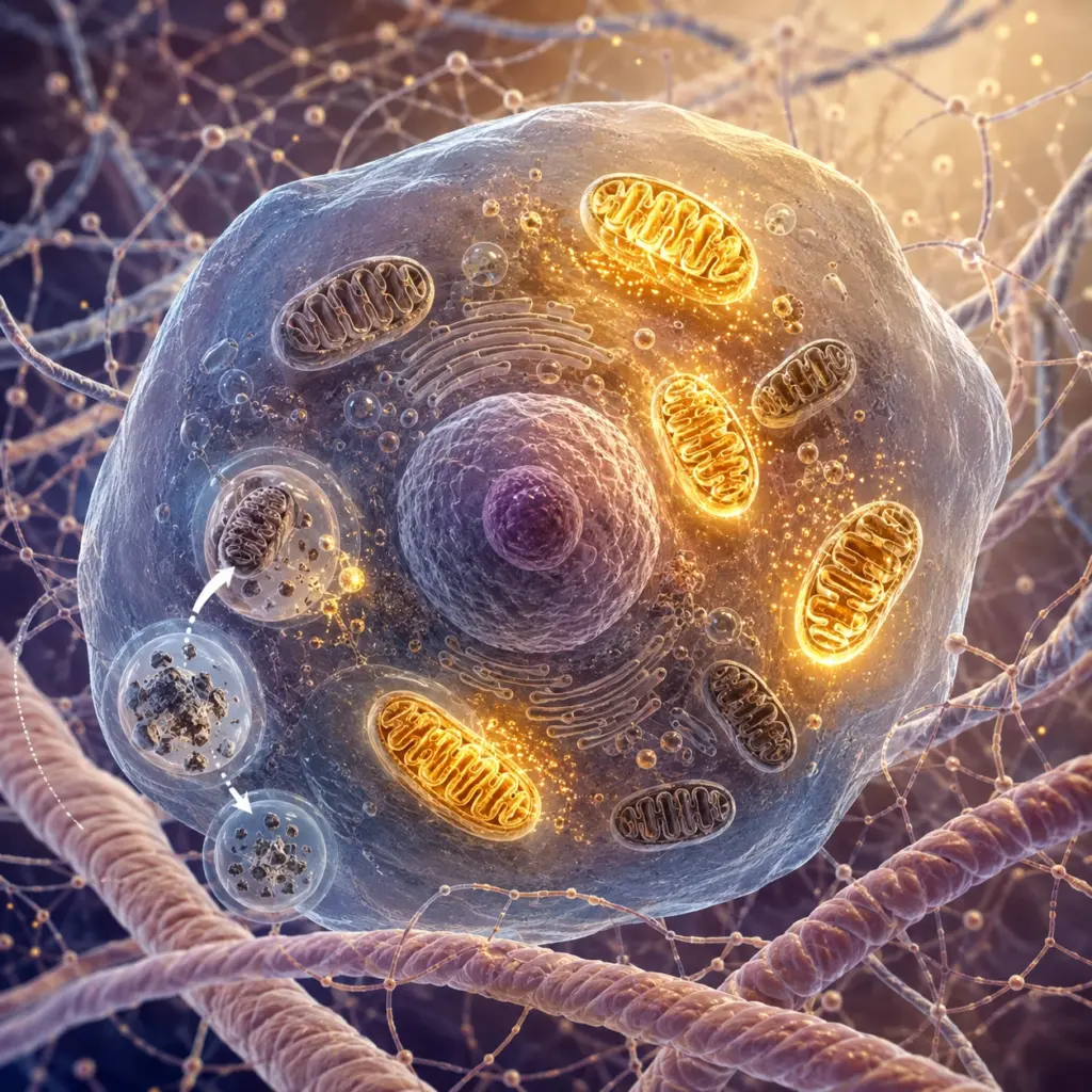 Mitocondrias celulares relacionadas con energía, reparación y longevidad cutánea